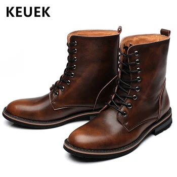 

New Arrival Men boots Autumn Winter Outdoor Motorcycle boots Male Tooling shoes Genuine leather Military boots 061