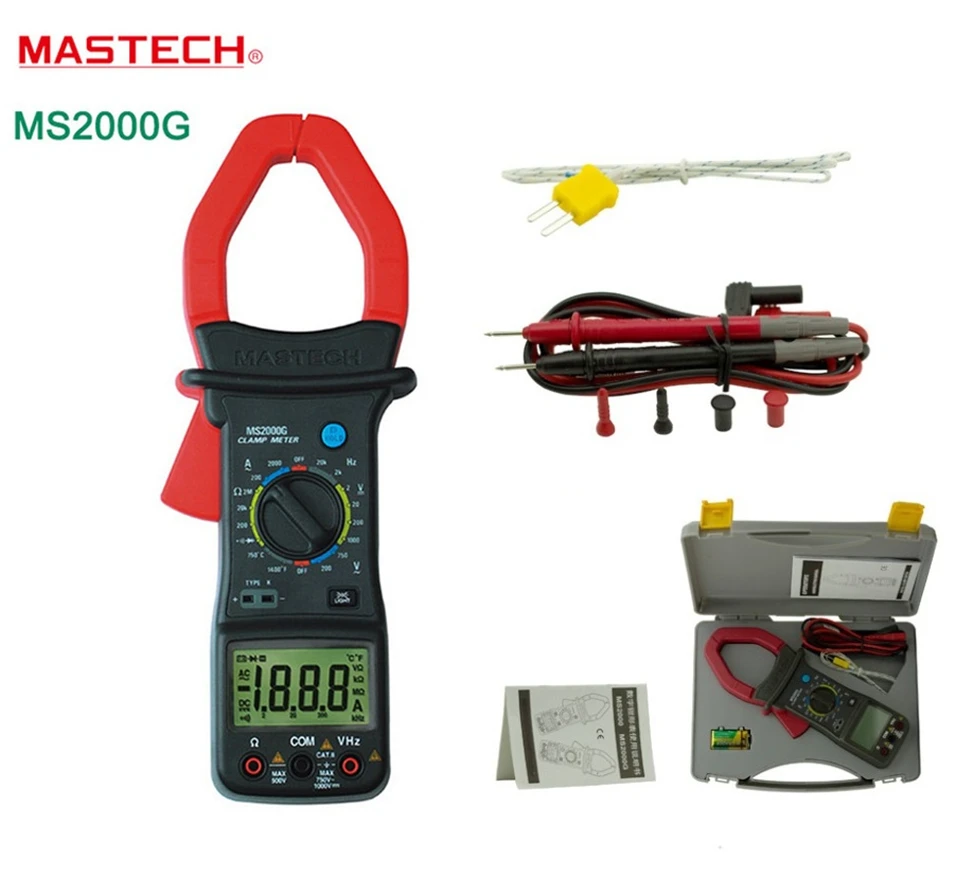 

2018 New Digital Clamp Meter MASTECH MS2000G Current AC/DC Voltage Resistance Frequency Temperature Tester Multimeter Multimetro