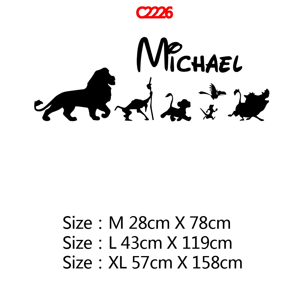Cartoom The Lion King Custom Name Animals Wall Sticker Vinyl Wallsticker For Kids Room Decoration Decal adesivo de parede