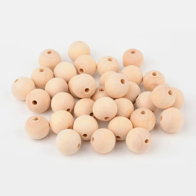 100pcs Wood Beads Round Bisque For DIY Jewelry Wooden Necklaces Bracelets Making Handicrafts Supplies 20x18mm Hole:4mm | Украшения и