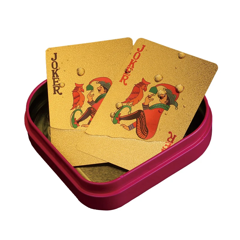 High Quality 10Sets/Lot Gold Foil Plated Texas Hold'em Plastic Playing Cards Waterproof Poker Card Board Game Wholesale qenueson