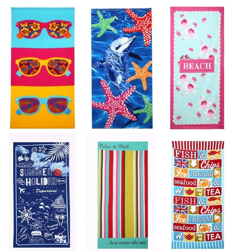 

Beach Towel 2019 New Microfiber Bath Towels Adults 70*150cm Slipper Sunglass Printed Quicky-dry Camping Large Sport Towels YMT12