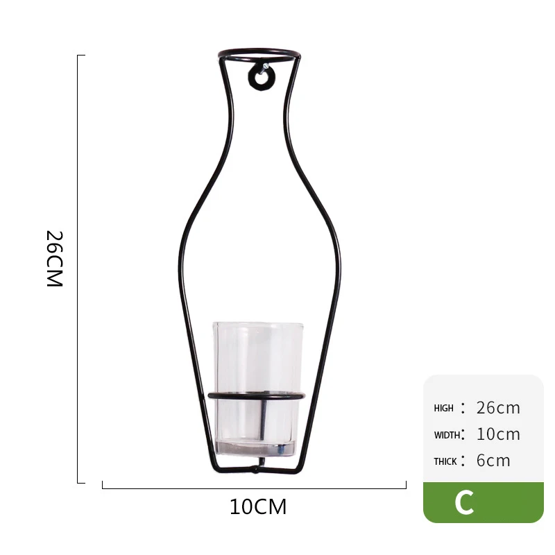 Скандинавские Кованые Настенные подвесные простые современные настенные украшения, гидропонная ваза, украшения для дома, гостиной, Стены Коридора - Цвет: C