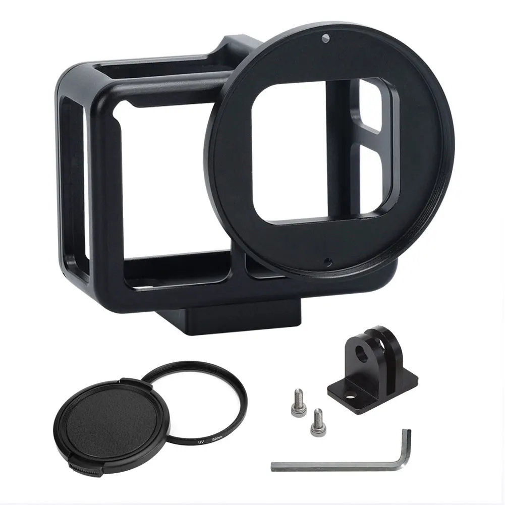 

Metal Black Ultra Thin Multifunction Back Door Frame Dustproof Cage Protective Case 52mm UV Lens For Gopro Hero 5 6 7