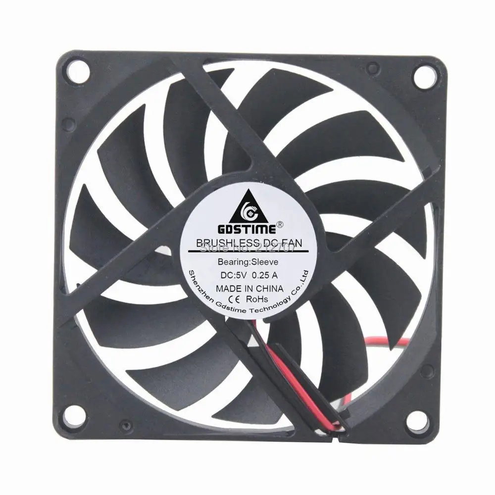 20 шт. Gdstime DC 5 В 2Pin 80x80x10 мм 8010 80 охлаждающий вентилятор для процессора|cooling fan|80mm cpu