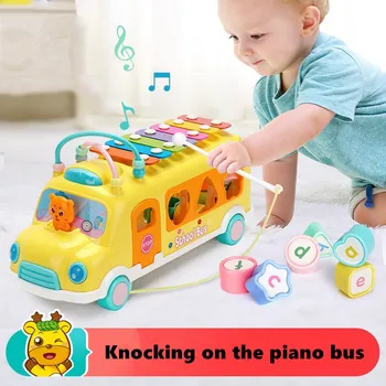 

Children's hand knock on the piano bus multi-function beat music puzzle hand knocking eight-tone piano 0-3 years old