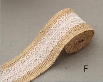

10m/lot White Natural Hessian Lace Burlap Ribbon Rustic Wedding Gift Wrapping 5cm Wide