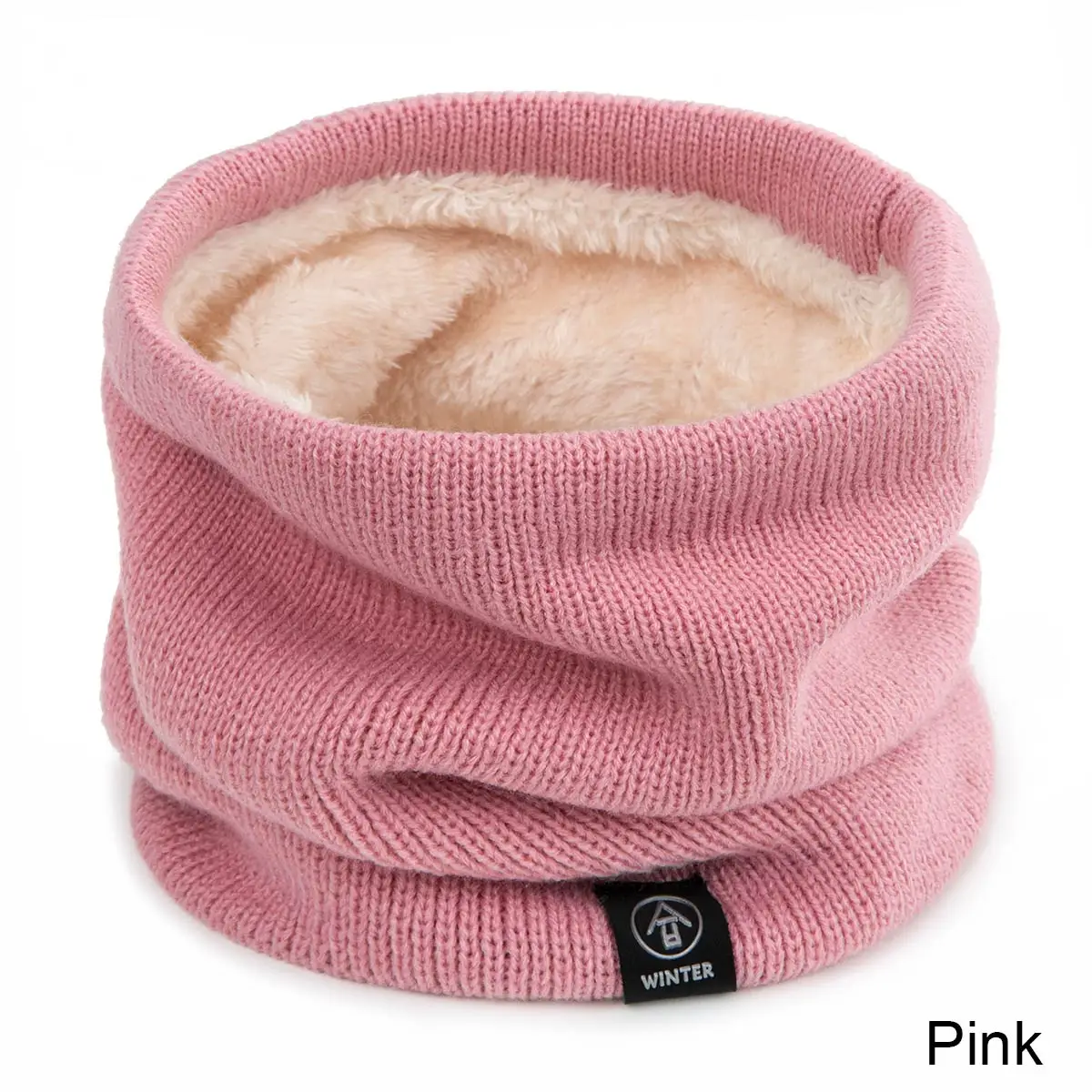 Evrfelan/Новинка года; зимние шарфы-кольца для женщин и мужчин; теплая хлопковая одежда для шеи; вязаный эластичный шарф с круглым вырезом; унисекс; детские зимние аксессуары - Цвет: pink