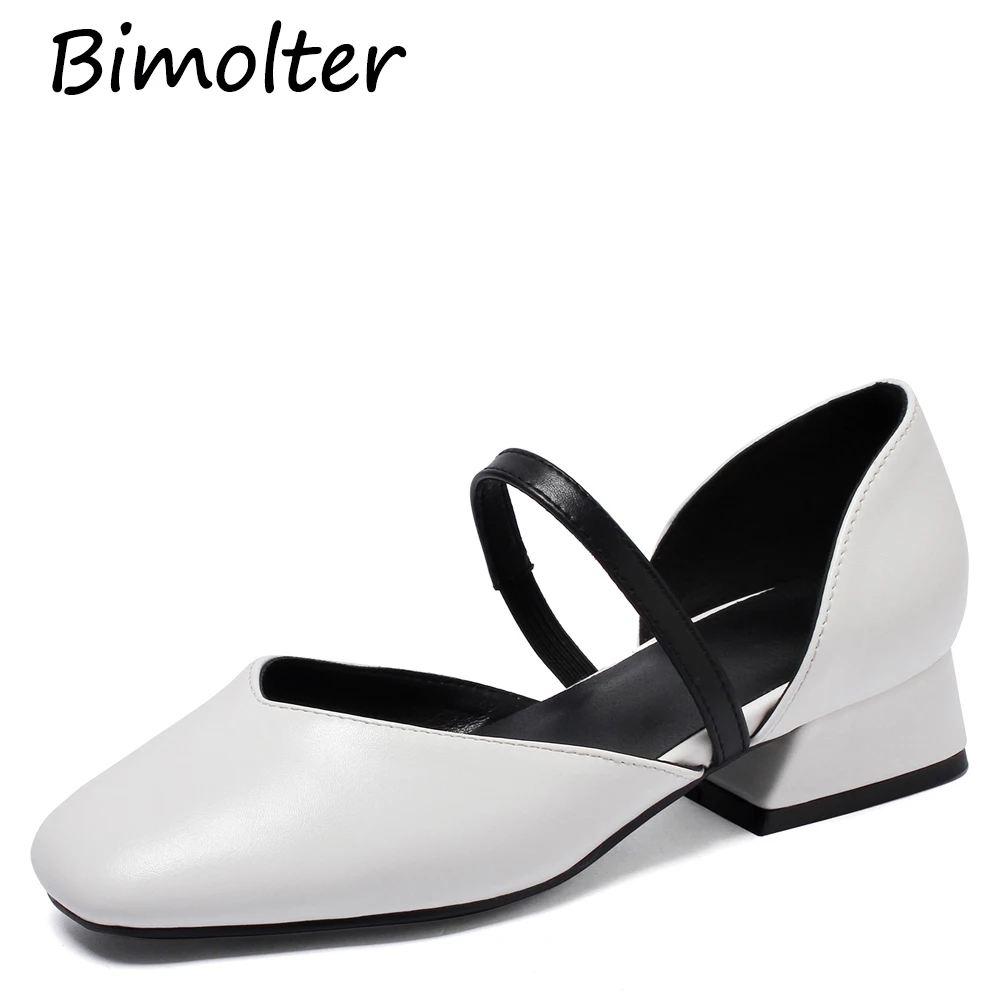 Bimolter Spring Women Mary Janes Shoes PU Leather High Heels Pumps