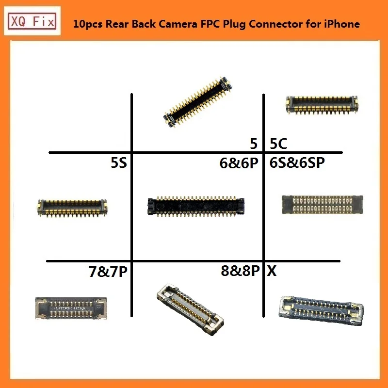 

10 PCS Rear Back Camera FPC Connector Replacement for iPhone 5 6 6s 7 8 Plus X