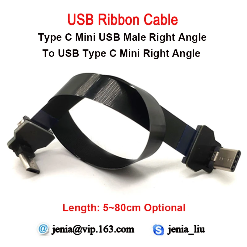 Кабель FFC USB Type C плоский тонкий ленточный от 5 см до 80 кабель Fpv типа 90 градусов type