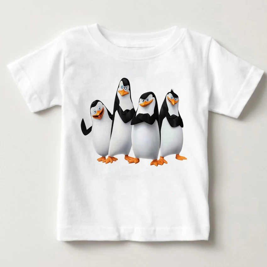 2018 горячий штамп детская футболка Мадагаскар Пингвин Герой мультфильма Футболка для мальчика для мальчиков и девочек любимые летние