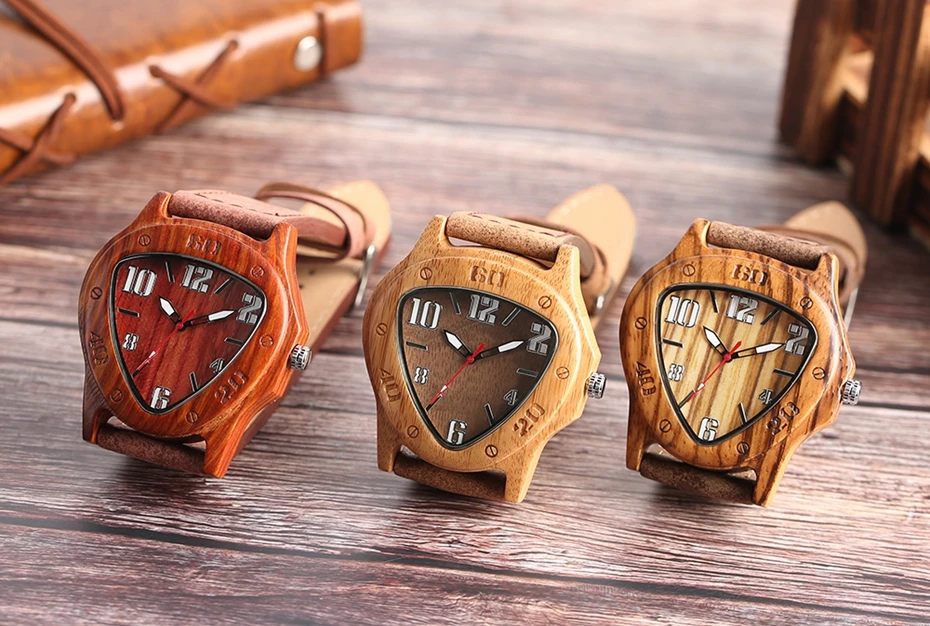 Mens Wooden Watch Creative Inverted Geometric Triangle Shaped Big Numbers Dial Quartz Clock Male Genuine Leather Reloj de madera 2017 Christmas Gifts (13)