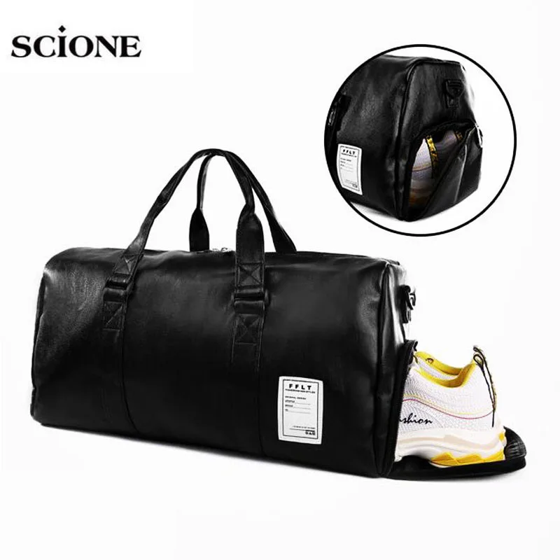 

2019 Gym Bags Leather Sports Bags For Fitness Training Women Men Shoes Sac De Sport Gymtas Travel Yoga Tas Luggage Pack XA402WA