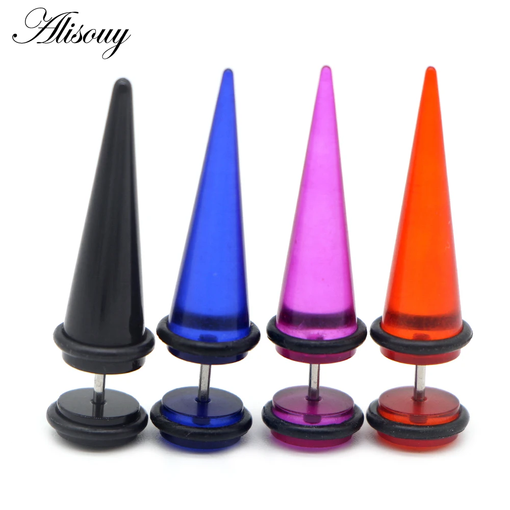 

Alisouy 2pcs Acrylic Fake Expander Cheater piercing expansion Stretcher Taper Spike Plug Tunnel Earrings Body piercing Jewelry