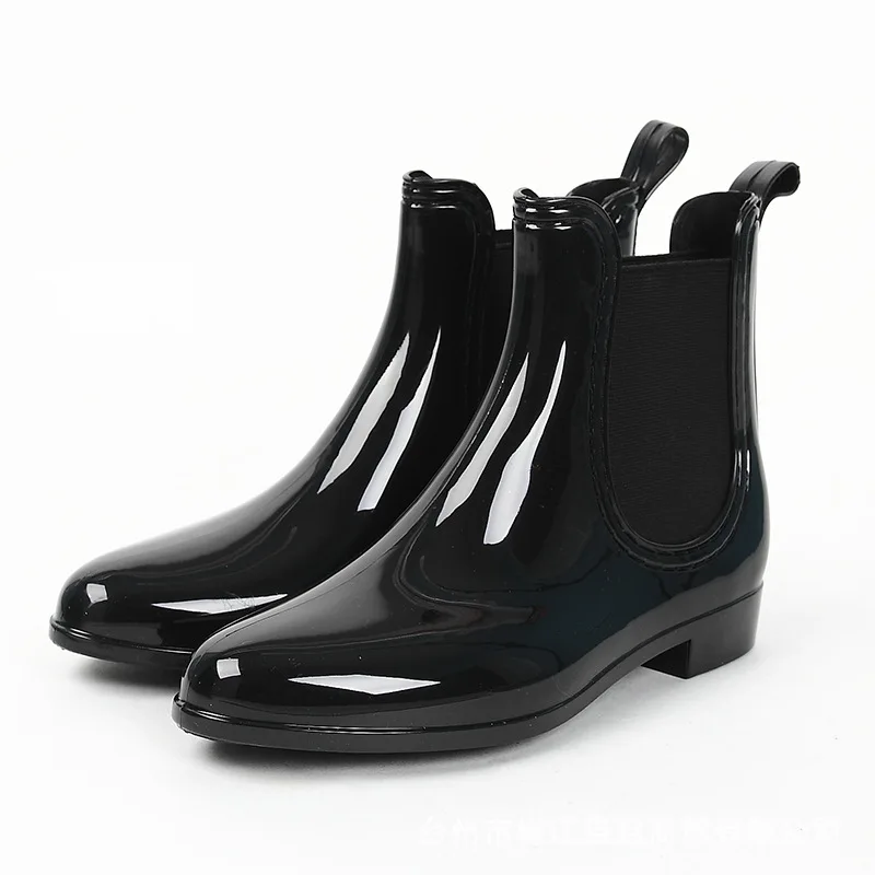 Short Cylinder Elastic Galoshes Female Age Season, Japan And Pure Color ...