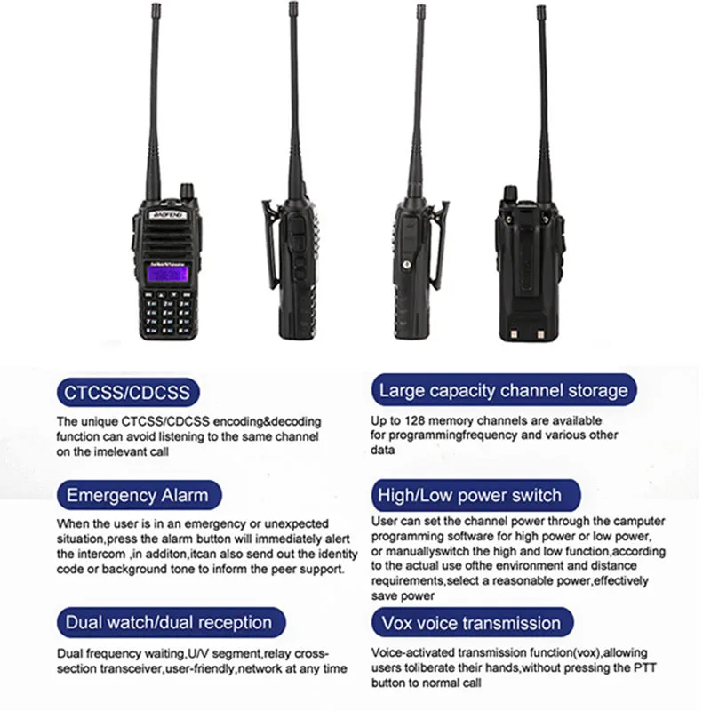 2 шт. портативная рация пара UV 82 двухдиапазонный UHF VHF портативный радио сканер для 2 двухсторонний радиоприемопередатчик Baofeng UV-82 Ham радио