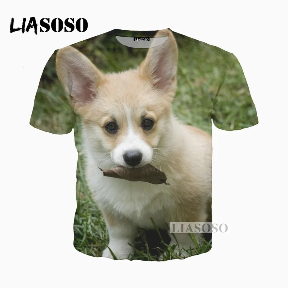 LIASOSO 3D принт Для женщин Для мужчин милый вельш корги пемброк собаки Детские щенок футболка Летняя футболка хип-хоп пуловер Короткие SleeveX0128