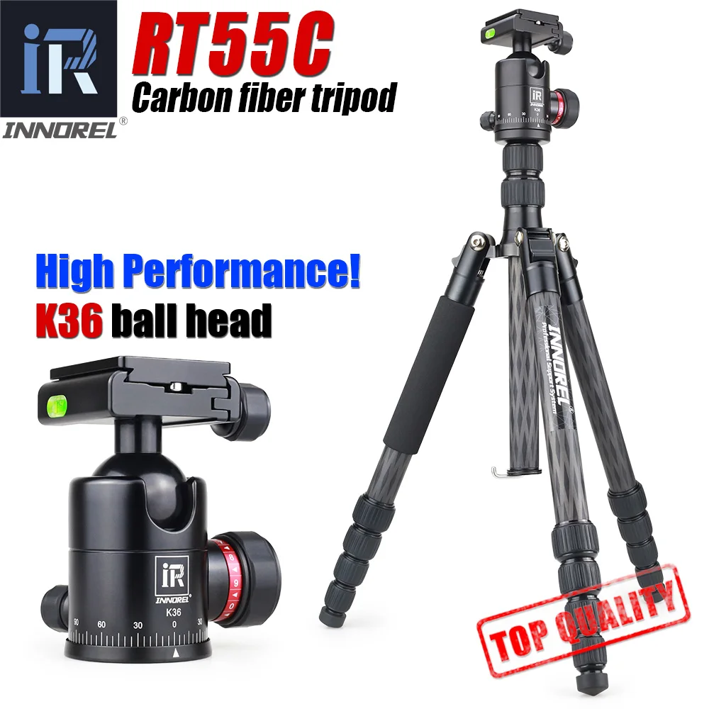  INNOREL RT55C carbon fiber camera tripod 12kg bear video travel portable DSLR tripod 5 Sections wit