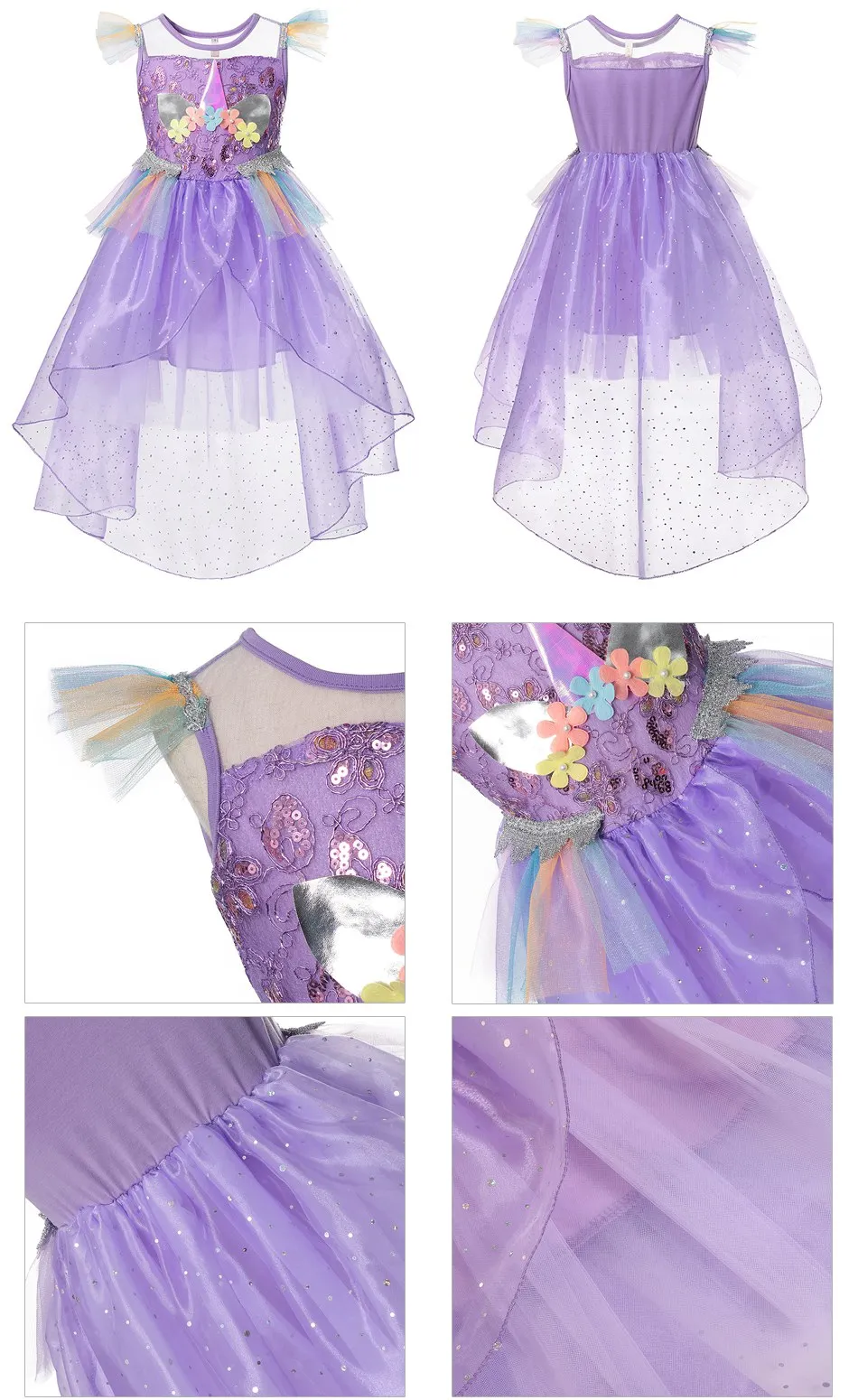 VOGUEON/платье с единорогом для девочек; Детские вечерние платья с блестками и сеткой для свадьбы; детское платье принцессы с фатиновой юбкой; фантазийное платье с хвостом для От 2 до 10 лет