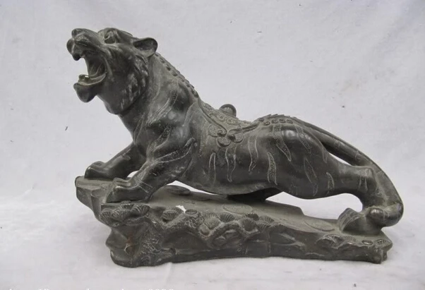 

Collectible bronze lion statue S1050 China Folk Collection classical Old Bronze bellow Tiger statuary (B0413)