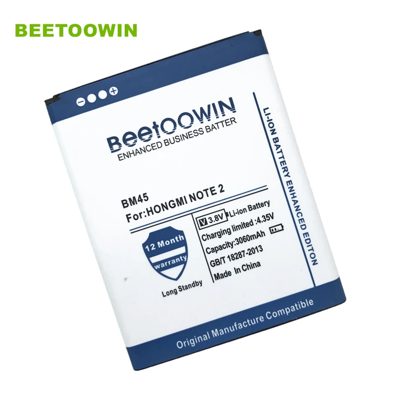 Beetowin 3060mAh BM45 Высокое качество батареи для Xiaomi RedMi Note 2 Bateria Hongmi Red Rice Note2 батареи|note2