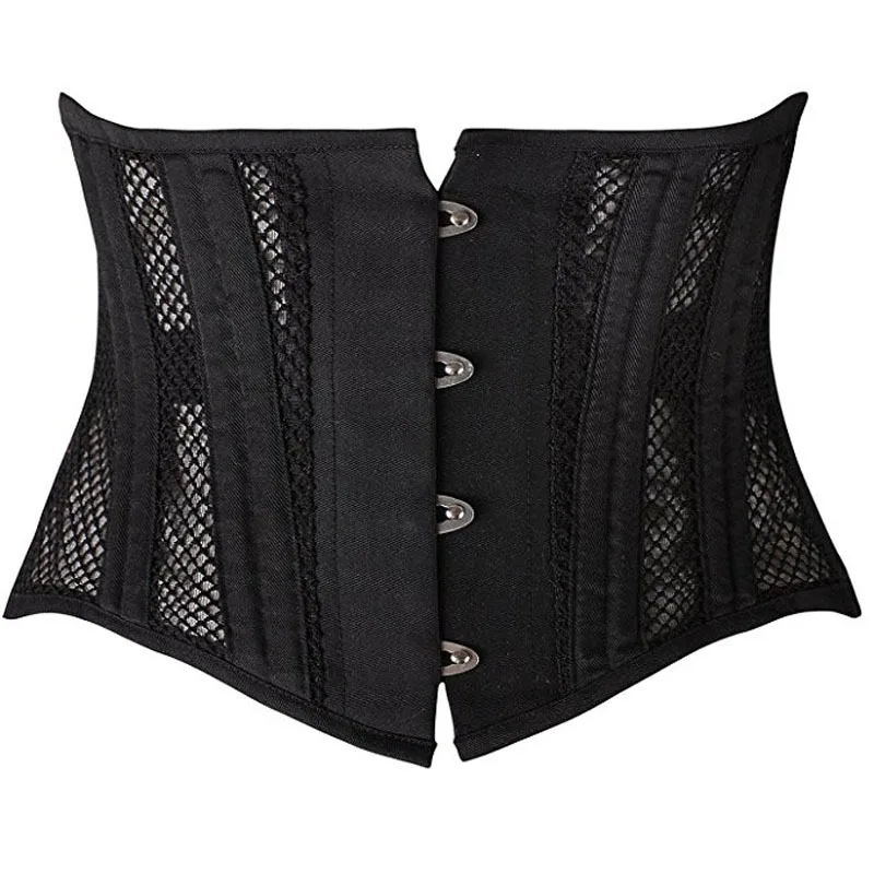 Short Waist Cincher Net Corset Underbust Summer Double Steel Bones