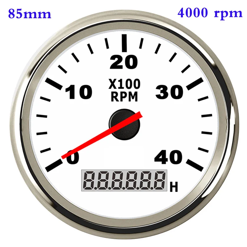 8K лодка Тахометр морской тахометр Калибр ЖК-часы 12 В/24 В 8000 об/мин 85 мм Лодка Тахометр - Цвет: 4000 rpm