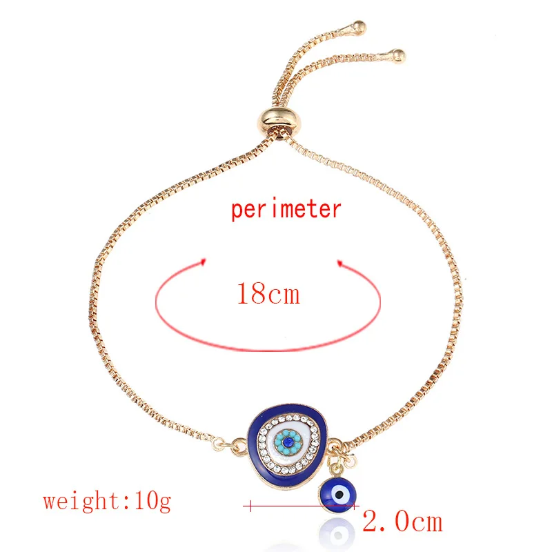 Новая модная золотая цепочка голубое злобное ожерелье с глазом Эмаль Кристалл сглаз регулируемый браслет с бусинами для женщин турецкие ювелирные изделия подарок