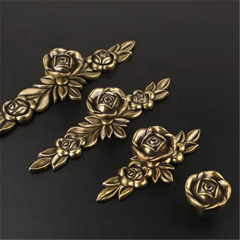 

Antique handle bronze rose handle drawer cabinet closet single hole handles garden furniture door Pulls Handware Accessories