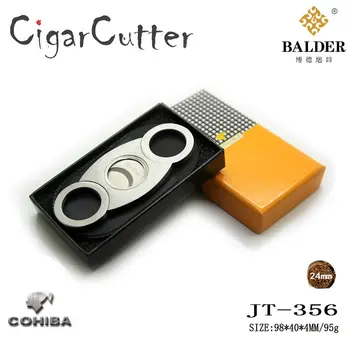 

New 1pcs Cohiba cigar cutter knife stainless steel double edged cigar scissors wholesale With Cigar Pouch Gift Box JT356