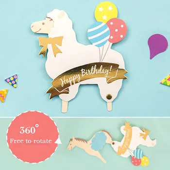 

Creative multi-functional rotating transfiguration animal blessing card three-dimensional creative birthday party greeting card