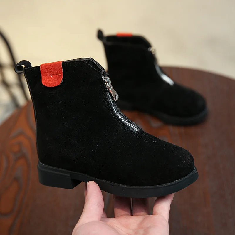 Кожаные ботинки для девочек Chaussure Enfant детские зимняя обувь мальчиков и резиновые