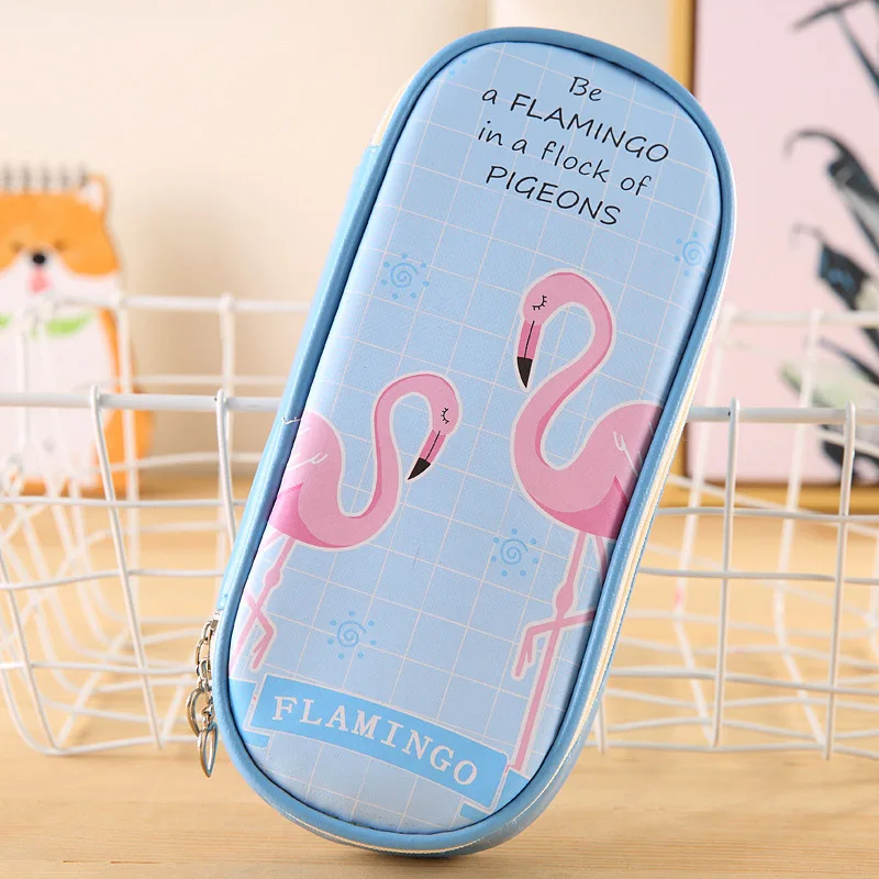 Blue pen bag Творческий Карандаш Чехол из искусственной кожи ручка сумки на молнии сумки для карандашей ручек большой ящик для хранения сумка, школьные принадлежности канцелярский пенал для карандашей - Цвет: Blue pen bag