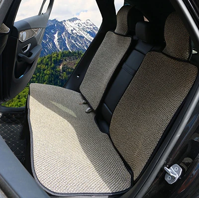 Искусственная льняная Автомобильная подушка для сиденья подходит для большинства автомобилей, грузовиков, внедорожников или фургонов/2 шт., чехол для передних сидений автомобиля или 1 комплект, чехол для задних сидений - Название цвета: Back seat Beige