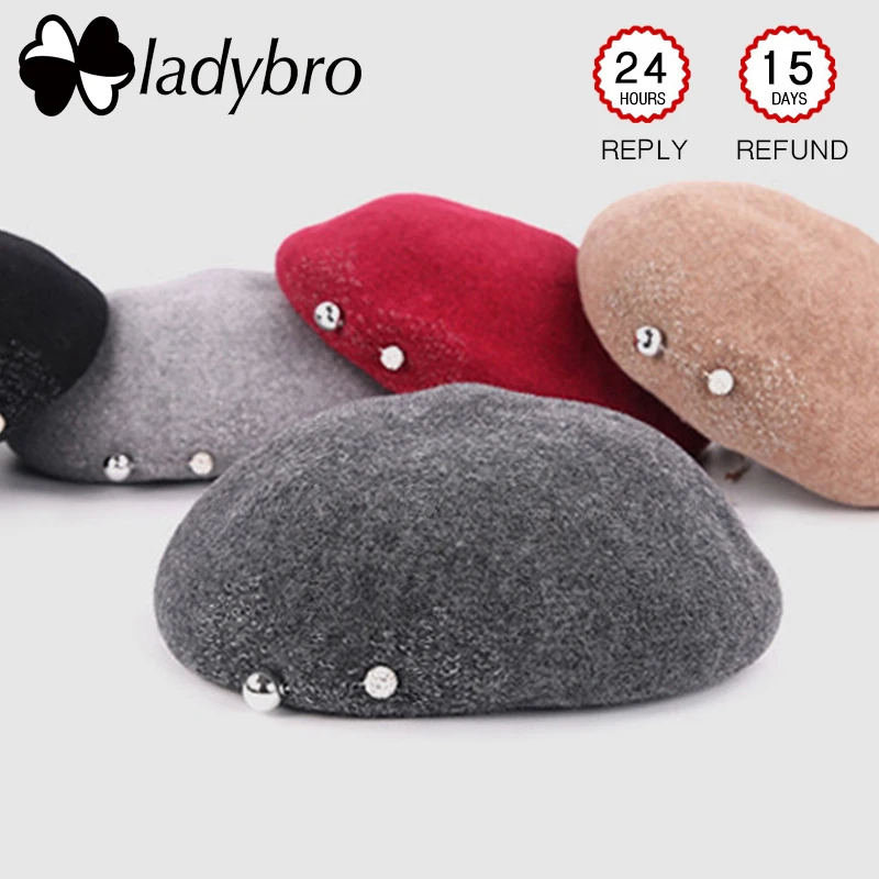 Ladybro теплая шерстяная берет шляпа Женская осенне-зимняя шапка женская вязаная