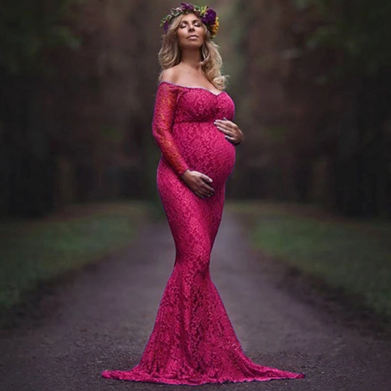 Maternity Photography Props Dresses for Pregnant Women Clothes Maternity Dresses for Photo Shoot Pregnancy Dresses Lace Top