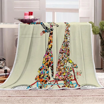 

Cartoon 3d printing Giraffe blanket for kids tgrow fleece blankets and throws for sofa Office lunch break faux fur blanket