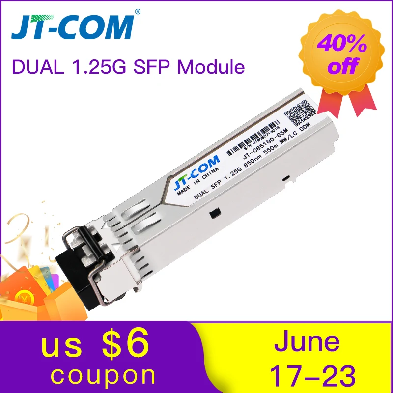 

1G 850nm 550m SFP Transceiver Module 2 LC Gigabit Multimode Duplex Fiber Optical Compatible with Cisco/Mikrotik Switch DDM DUAL