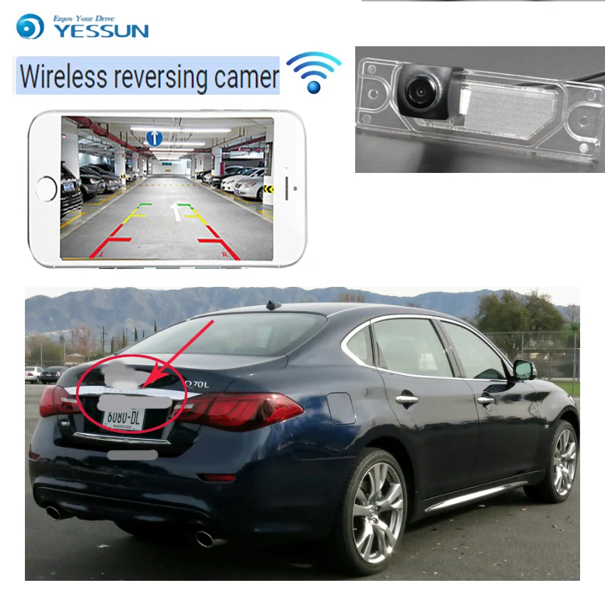 5 LiisLee wireless wireles Rear View camera For Infiniti Q70 Q70L For Nissan Fuga Vision backup camera Reverse license plate Camera