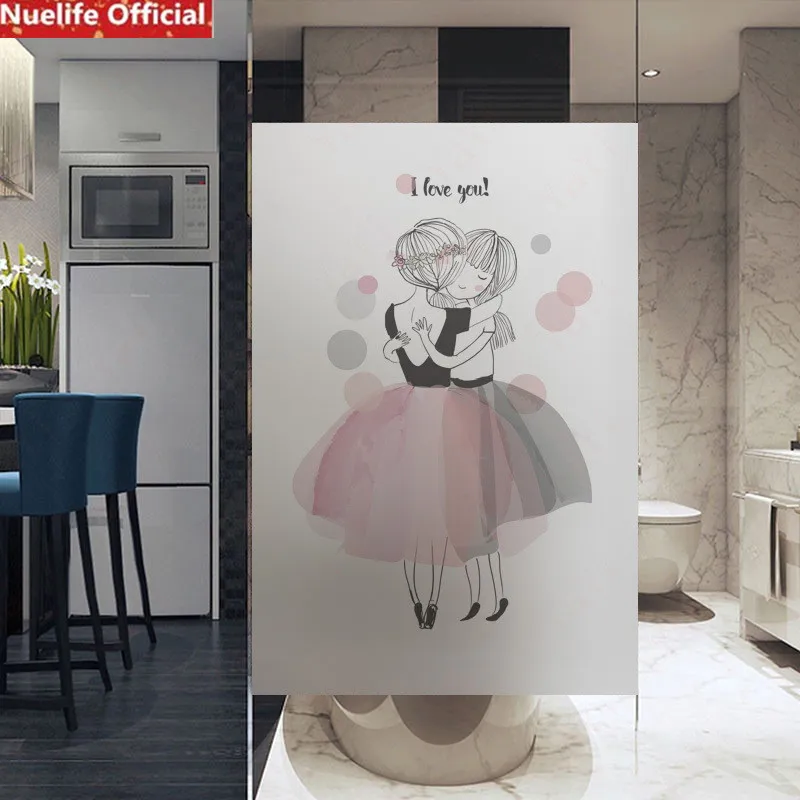 Custom size Pink Girl Ballet Pattern Scrub Static Window Glass Children Room Bedroom Office Bathroom Opaque pvc Sticker | Дом и сад