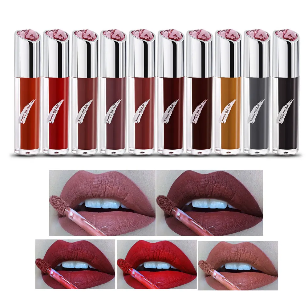 

KISS BEAR Brand 1 Piece Matte Liquid Lipstick Women Makeup Matt Lipstick Lips Beauty Make Up Cosmetics Tint Lip Gloss Waterproof