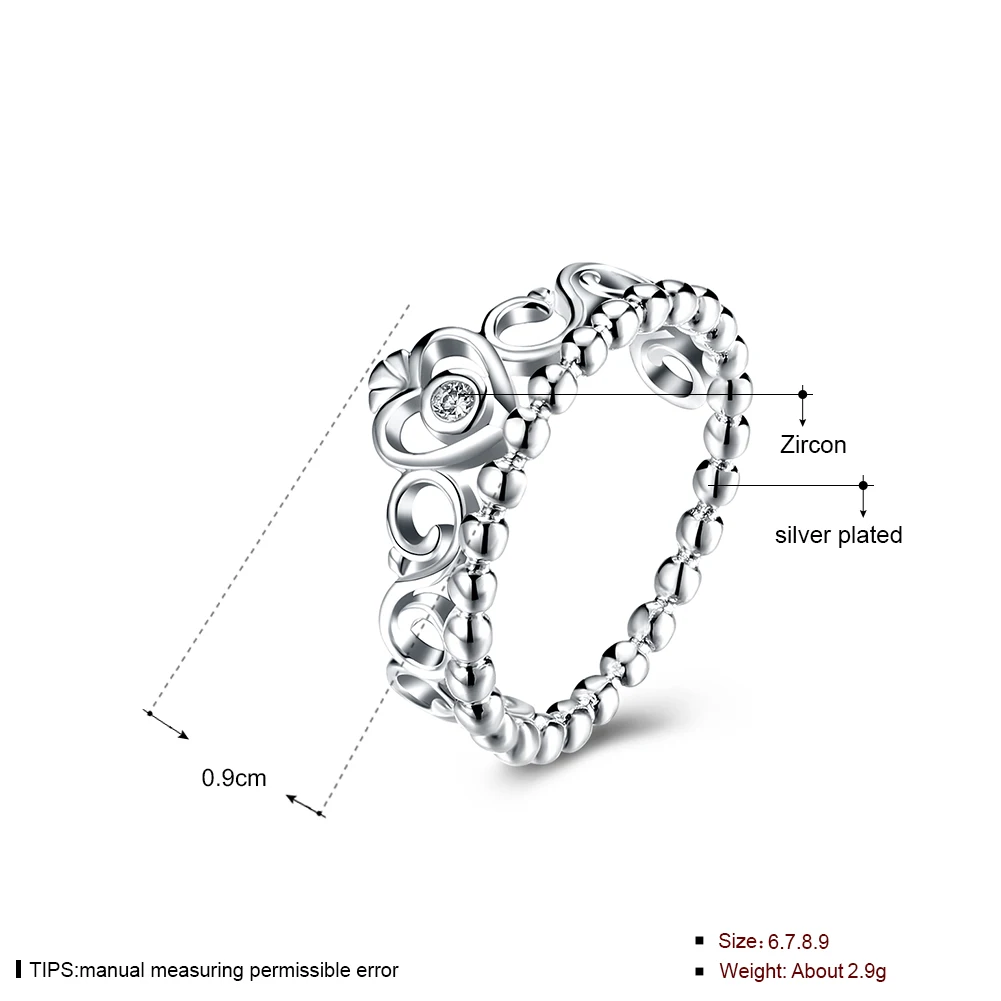 INALIS кольцо с короной, медное модное кольцо в сердечко серебряного цвета, кольцо с кубическим цирконием в форме сердца, обручальное кольцо для женщин, женские ювелирные изделия