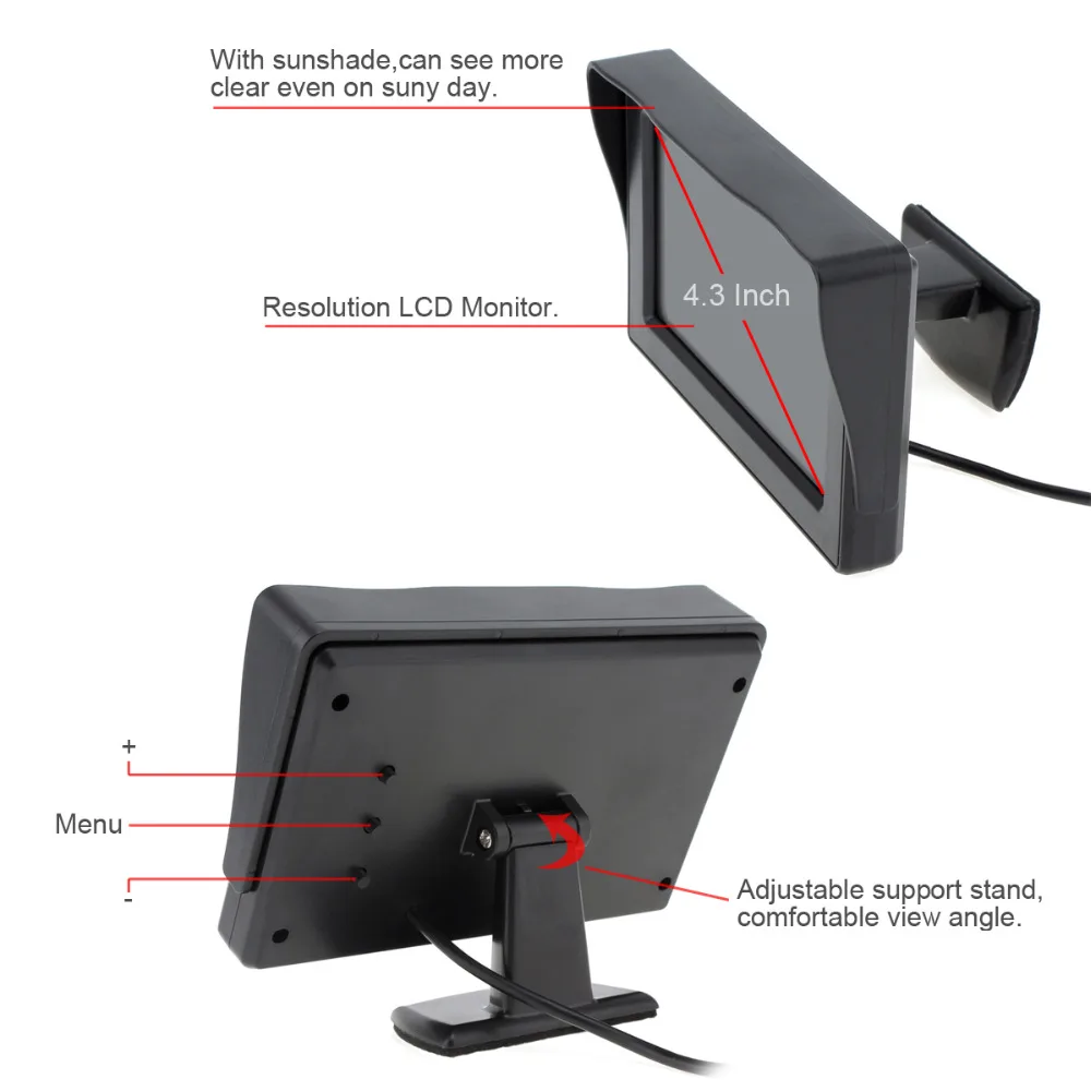 4,3 дюймовый цифровой ЖК-дисплей экран дисплей для автомобиля машины транспортного средства DVD VCR плеер камера заднего вида Обратный монитор