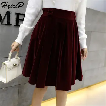 

HziriP Korean 2019 Autumn Winter Women High Waist High Quality Kintted Wild Mini Skirt Ladies Casual Solid A-line Slim Skirts
