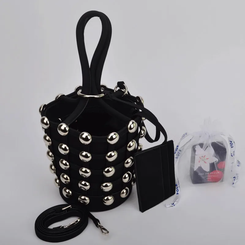 

Summer Bucket Crossbody Bags for Women 2019 Handbag Mini Purse Chain Rivet String Travel Beach Shoulder Bags
