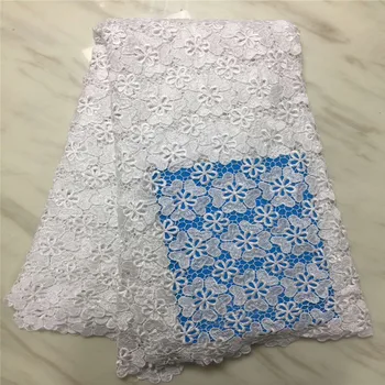 

Nigerian Wedding Dress Guipure Lace Fabrics African Fabric Water Soluble Chemical Lace Floral Embroidery White Cord Lace Fabric