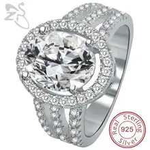ZS Engagenment обручальное кольцо кольца из стерлингового серебра 925 кубический циркон большой камень круглые украшения для женщин женское кольцо