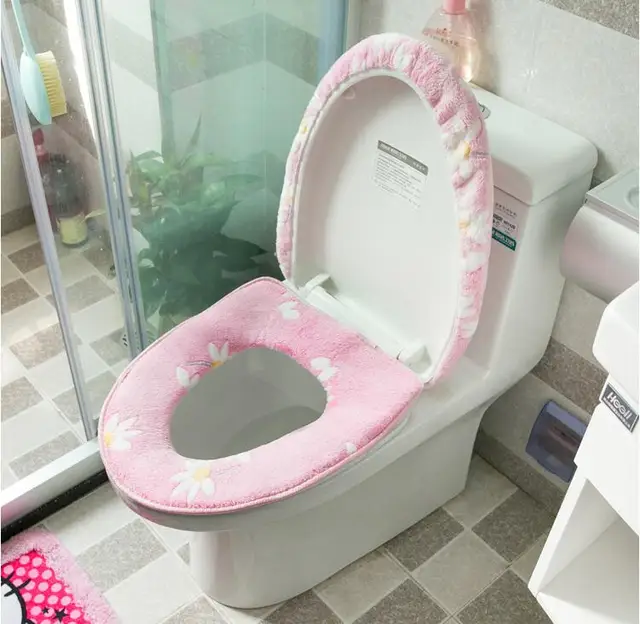 2017Winter Toilet Seat case coral fleece Warmer Carpet Toilet Seat
