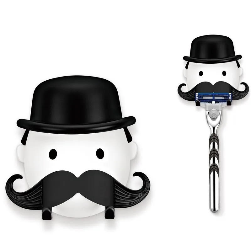 

Black beard Men Shaving Shaver Shelf suction cup Razor Holder Shaving Razor Rack Bathroom plastic handle shaver Razor Hook